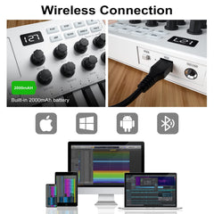 25 Key USB MIDI Keyboard Controller With 8 Backlit Drum Pads, Bluetooth Semi Weighted Professional dynamic keybed 8 Knobs and Music Production,Software Included (White)