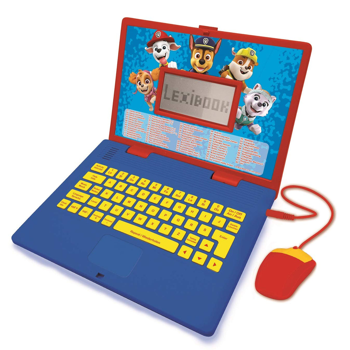 Lexibook Paw Patrol - Educational and Bilingual Laptop German/English - Toy for Child Kid (Boys & Girls) 124 Activities, Learn Play Games and Music with Chase Marshall - Red/Blue
