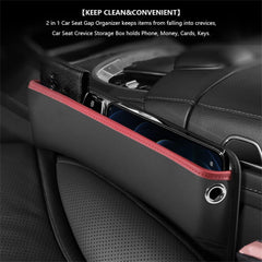 Joyzzz Car Seat Gap Filler Organizer, Leakproof Gap Stopper Car Interior Accessories, Multifunctional PU Leather Console Side Pocket Organizer for Cellphones, Cards, Wallets, Keys (Black)