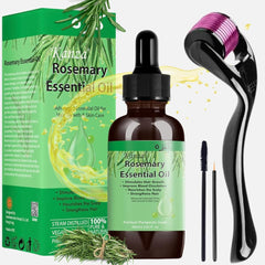 KANZA -Rosemary Essential Oil 60ml & Hair Roller | Hair Growth Serum,Scalp and Hair Strengthening Oil | Rosemary Essential Oil for Hair Growth and Treatment | Pure Organic Rosemary Oil