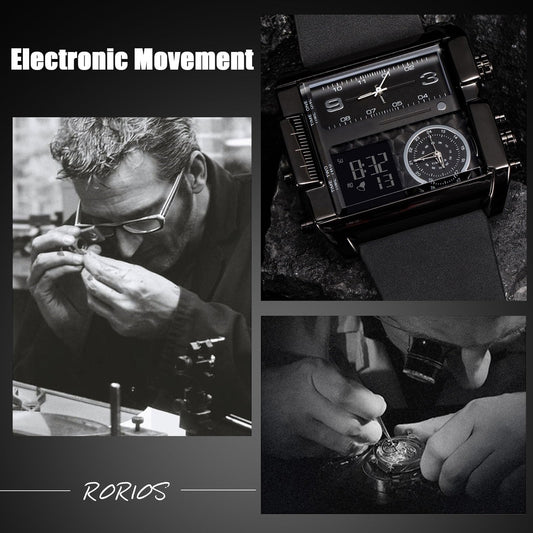 RORIOS Mens Digital Sports Watch Analog Quartz Wrist Watch with Alarm Luminous Sports Watch Men's Electronic Watches