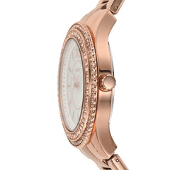 FOSSIL Womens Watch Stella, 37 mm, Case Size, Quartz Movement, Stainless Steel Strap, Rosegold