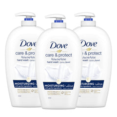 Dove Care & Protect Moisturising Hand Wash For Sensitive Skin, Original, With ¼ Moisturising Cream, 500ml (Pack Of 3) & Body Wash Deeply Nourishing - 500ml