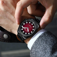 CURREN New Model CURREN-men's analog quartz wristwatches, stainless steel bracelet, luminous hand watch, simple, business, fashion brand, 8451 - BLACK RED