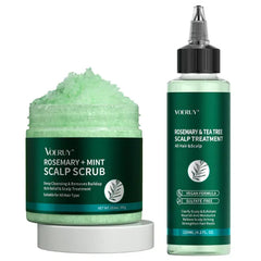 VOERUY Rosemary Scalp Exfoliator Scrub 10.6oz/300g +Rosemary & Tea Tree Scalp Treatment 120ML