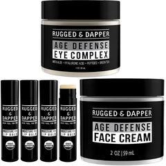 RUGGED & DAPPER Hydration Remedy Lip Balm, Age Defense Face Cream & Age Defense Eye Complex