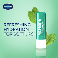Vaseline Lip Therapy Mint, Lip Balm With Pure Jelly & Mint Extracts For Soft & Hydrated Lips| Nourishes & Protects Lips| Non-greasy Lip Moisturizer for Naturally Tinted Lips| 4.8 gm