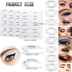 Cat Eyeliner Eyeshadow Stencils Tool, 28 Sets Eyeliner Eyeshadow Stencils Cut Crease Stickers Kit Molds Pads, Quick Makeup Tool for Beginners Makeup Artist, All in One Eyeliner Eyeshadow Template Pads