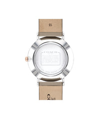 COACH WOMEN'S SILVER WHITE DIAL STONE CALFSKIN STRAP WATCH - 14503119