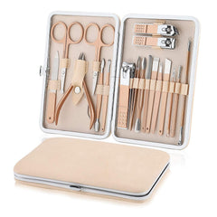 ORiTi Manicure Set Nail Clippers Pedicure Kit, Professional Rose Gold Stainless Steel Personal Grooming Kit, 18 in 1 Nail Care Tools with Luxurious Leather Travel Case (ROSE 18 PC SET)
