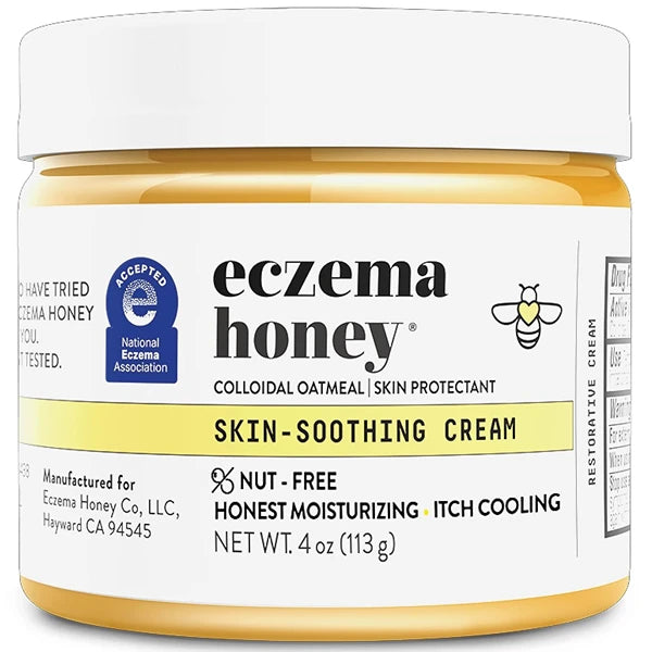 Eczema Honey Nut-Free Original Skin-Soothing Cream (4 oz) | Natural Honey Lotion for Dry & Sensitive Skin | Eczema Relief for Adults & Kids | Itch Relief for Psoriasis & Dermatitis