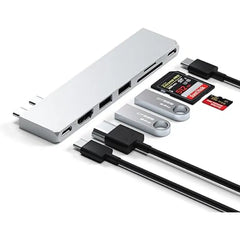 Satechi 7 in 1 USB C Hub Multiport Adapter Pro Slim, USB C Dongle, 100W Charging, 4K HDMI, USB 4, USB 3.2 Gen 2, SD/Micro Card Reader for Mac, MacBook Air/Pro