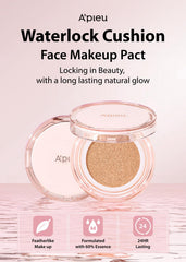 A'PIEU Waterlock Cushion Foundation No.21 - Light Beige, Semi-Matte, Natural Coverage, Moisturizing, Paraben-Free