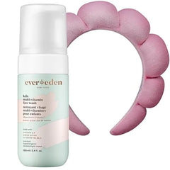 Evereden Kids Face Wash Melon Juice, Adorable Terry Spa & Makeup Headband Gentle Kids Skin Care Non toxic and Safe Ingredients for Sensitive Skin Multi Vitamin Skin Care