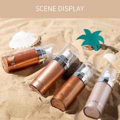 KASTWAVE Body Shimmer Oil, Moisturizing Long Lasting Body Luminizer Face Brighten, Waterproof Liquid Illuminator Body Glow, Shimmer Body Glitter Oil Highlighter Summer Glowing Makeu (4 Colors)