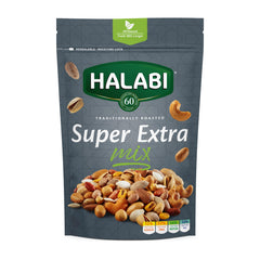Halabi Super Extra Mix, Mixed Nuts, Peanuts, Cashews, Pistachios, Almonds, Chickpeas, Pumpkin Seeds, Hazelnuts, Corns - Healthy Baked Snacks, Resealable Bag - 300g