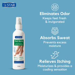 SZ STAR Foot Spray, Antifungal & Deodorant Formula for Smelly and Sweaty Feet, Enriched with Natural Plant Extracts & Essential Oils for Fresh & Comfortable Feet - 100ml