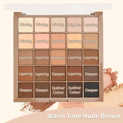 Professional Warm Ultimate Eyeshadow Palette, 25 High-Pigmented Nude Colors, Matte, Shimmer, Satin Finishes, Vegan & Cruelty-Free