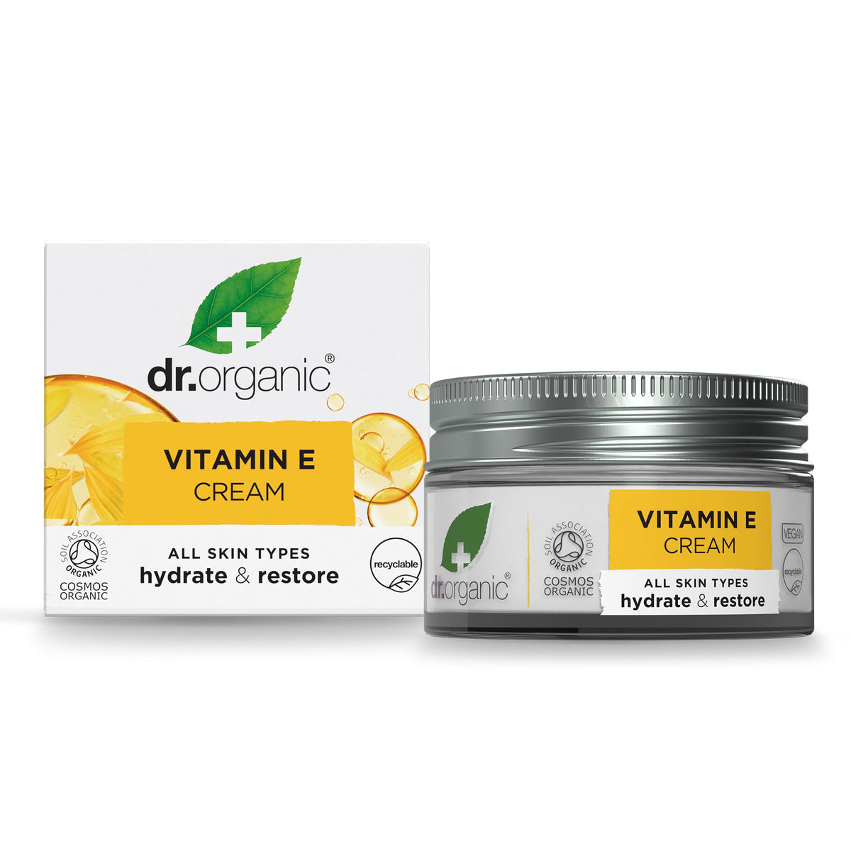 Dr. Organic Vitamin E Super Hydrating Cream Nourishing & Restorative Moisturizer for Dry, Damaged Skin,50mL