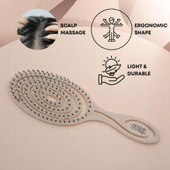 Eco-Friendly Detangling Hair Brush for Women, Children, Men - Gentle on Hair and Scalp - Ideal for Straight, Curly & Wet Hair (Beige)