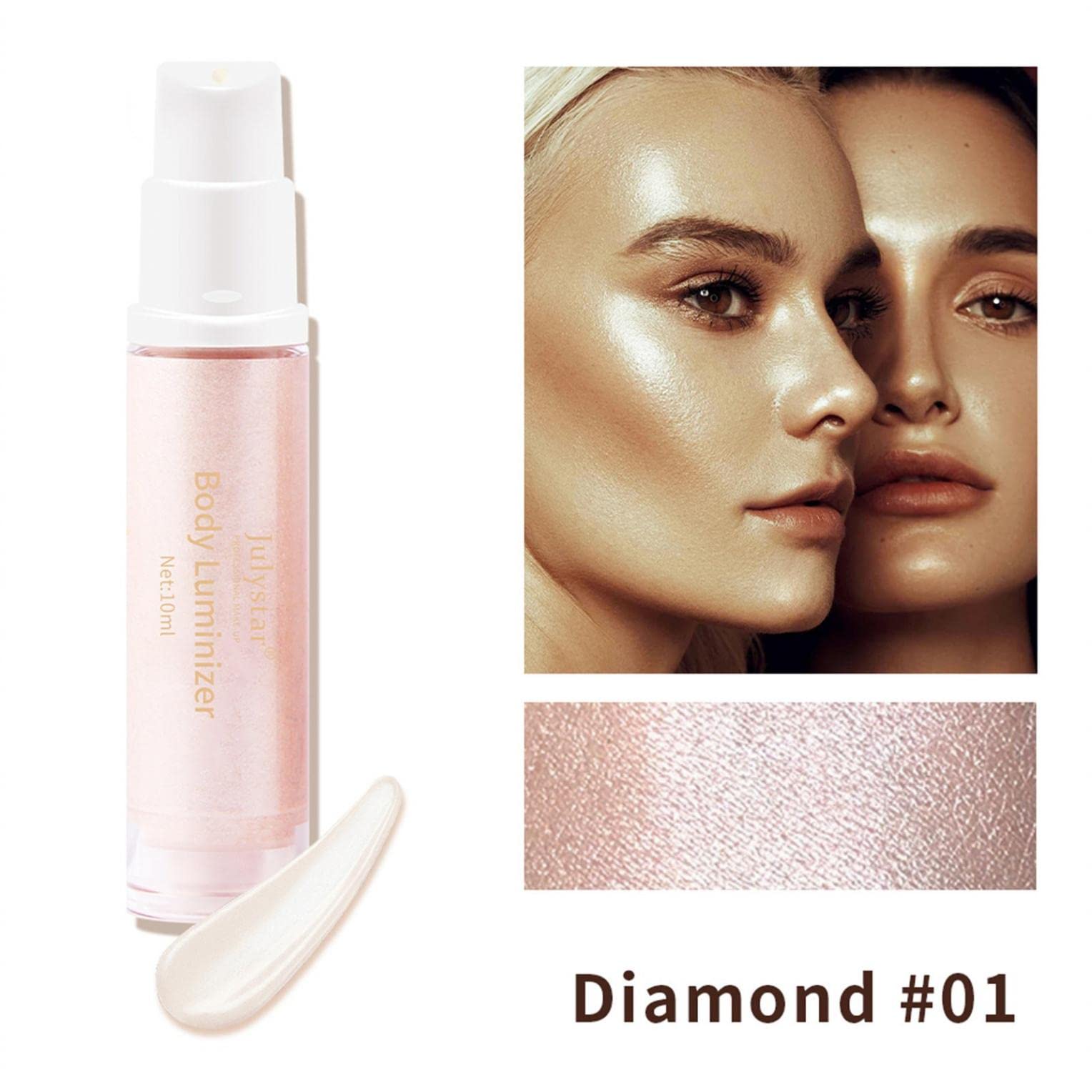 NHINA Liquid Highlighter Makeup For Face Cheekbone Body, Shimmer Glow Bronzer Glitter Ultra-Smooth Illuminating Highlighters Makeup, Waterproof Moisturizing Foundation, Red, 0.35 Fl Oz (Pack of 1)