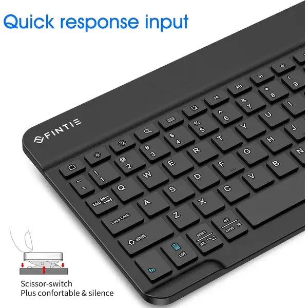 Fintie 10-Inch Ultrathin Wireless Keyboard for iPad / iPhone / Tablet (EB00084) - Black