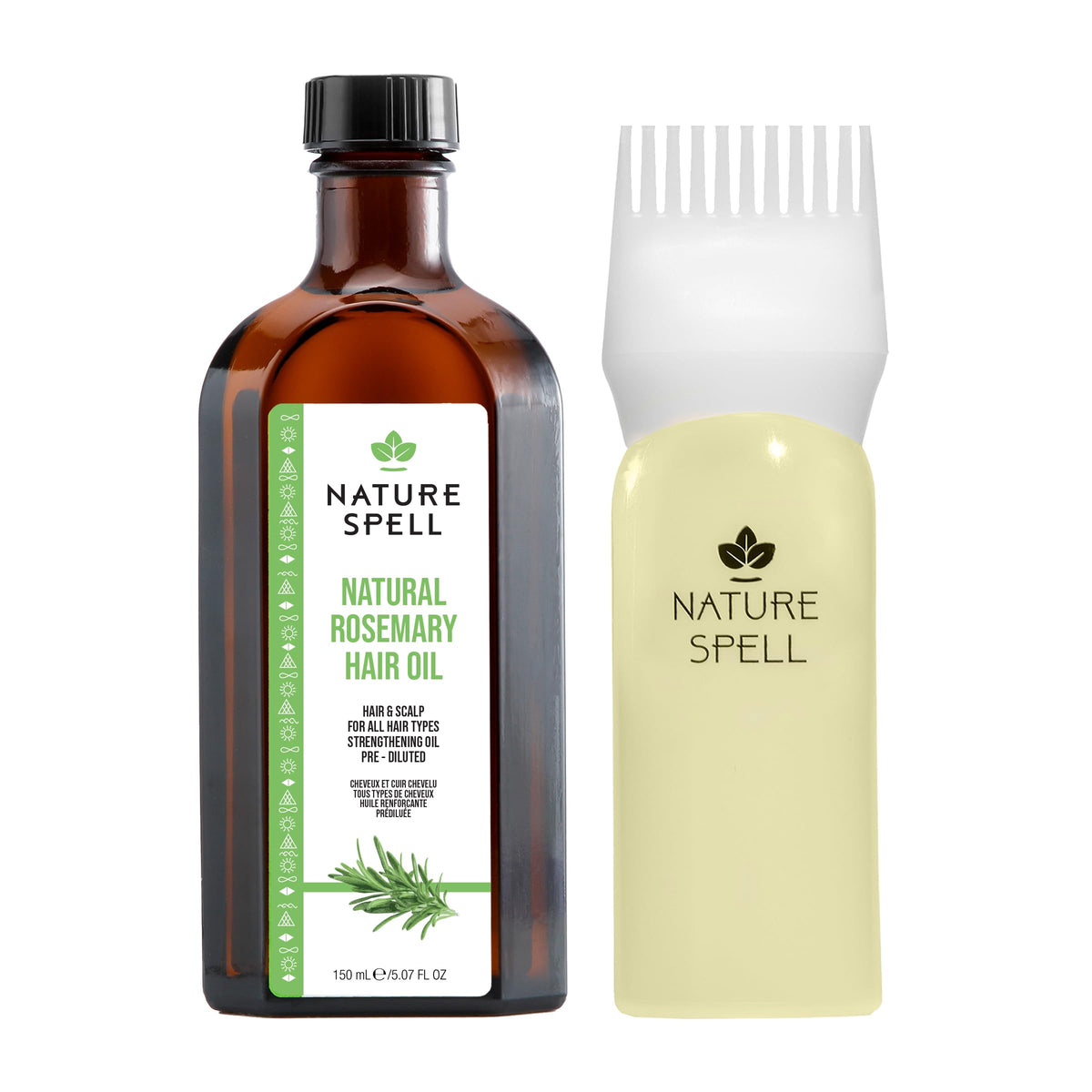 Nature Spell Rosemary Oil for Hair with Hair Oil Applicator, Bottle Comb, 150ml Rosemary Oil for Hair Growth, Treat Dry, Damaged Hair to Fight Hair Loss with