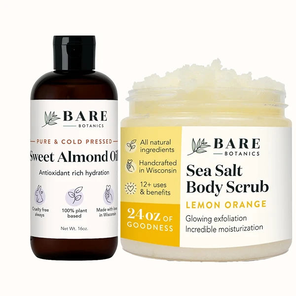 Bare Botanics Pure Sweet Almond Oil + Lemon Orange Salt Scrub