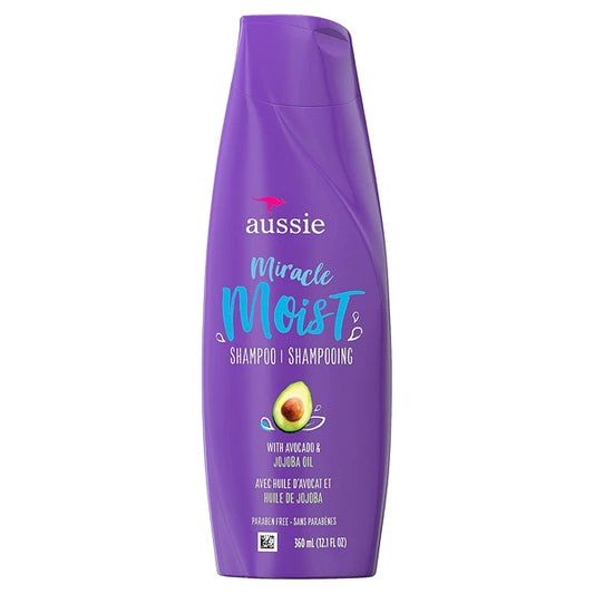 Aussie For Dry Hair Paraben Free Miracle Moist Shampoo W/Avocado & Jojoba, 12.1 Fluid Ounce