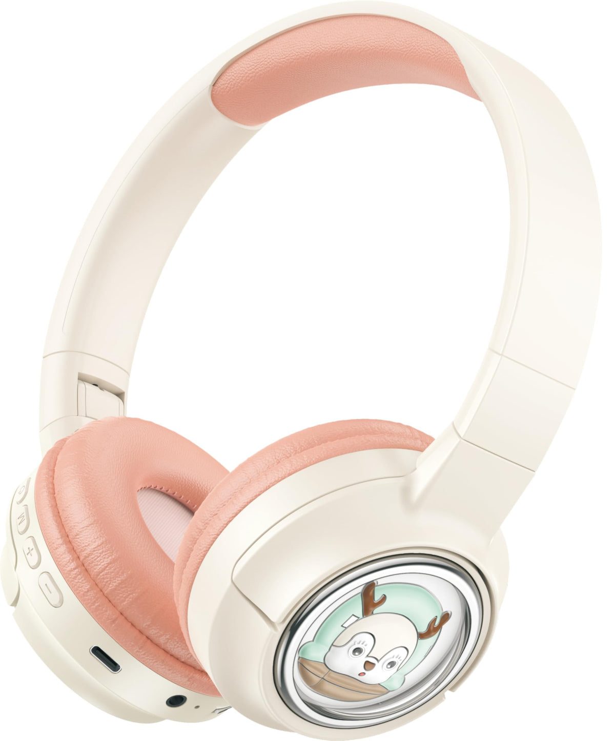 Porodo Soundtec Moose Wireless Kids Headphone, Child-Friendly Controls, Safe Sound, 20H Playtime, Bluetooth V5.3, Over-Ear Stereo Children Headsets for Smartphones/Kindle/iPad/Tablets/MP3 - Pink