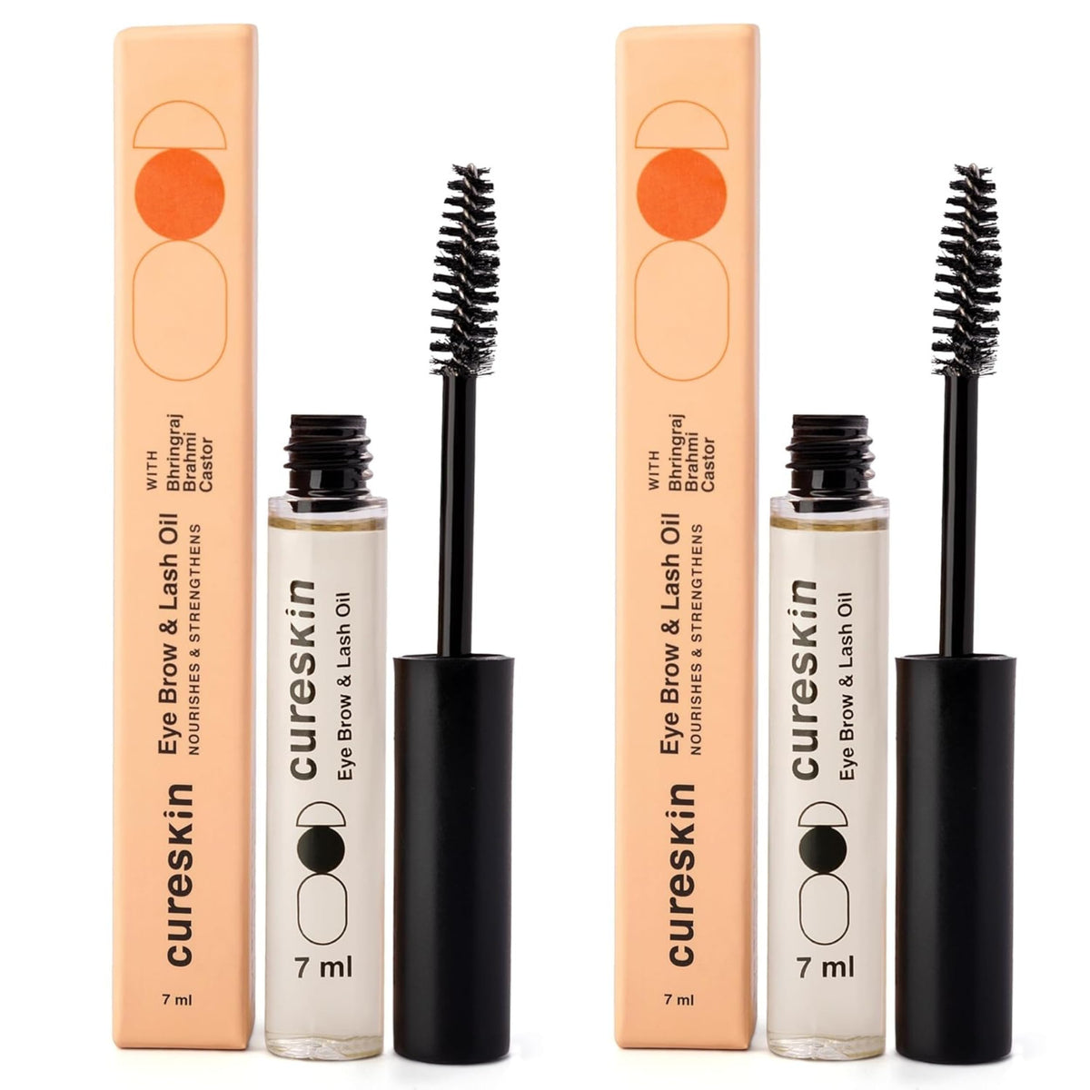 Cure Skin Eyebrow & Eyelash Oil | Nourishes & Strengthens | Eyelash Growth Serum | Eyelash Serum for Eyelash Growth, 7 ml (Pack of 2)