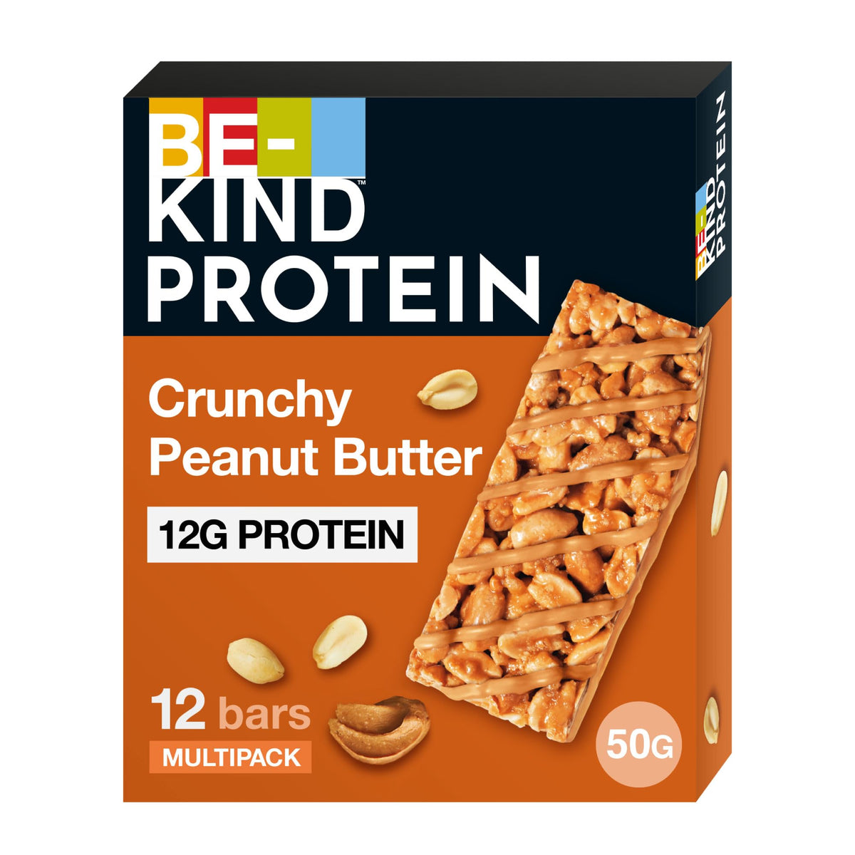 BE-KIND Peanut Butter Protein Bar, 12g Plant Protein Tasty Protein Bars, Gluten Free Snacks, High Fibre, No Artificial Preservatives, No Artificial Colors, No Artificial Flavours - 50g, Pack of 12