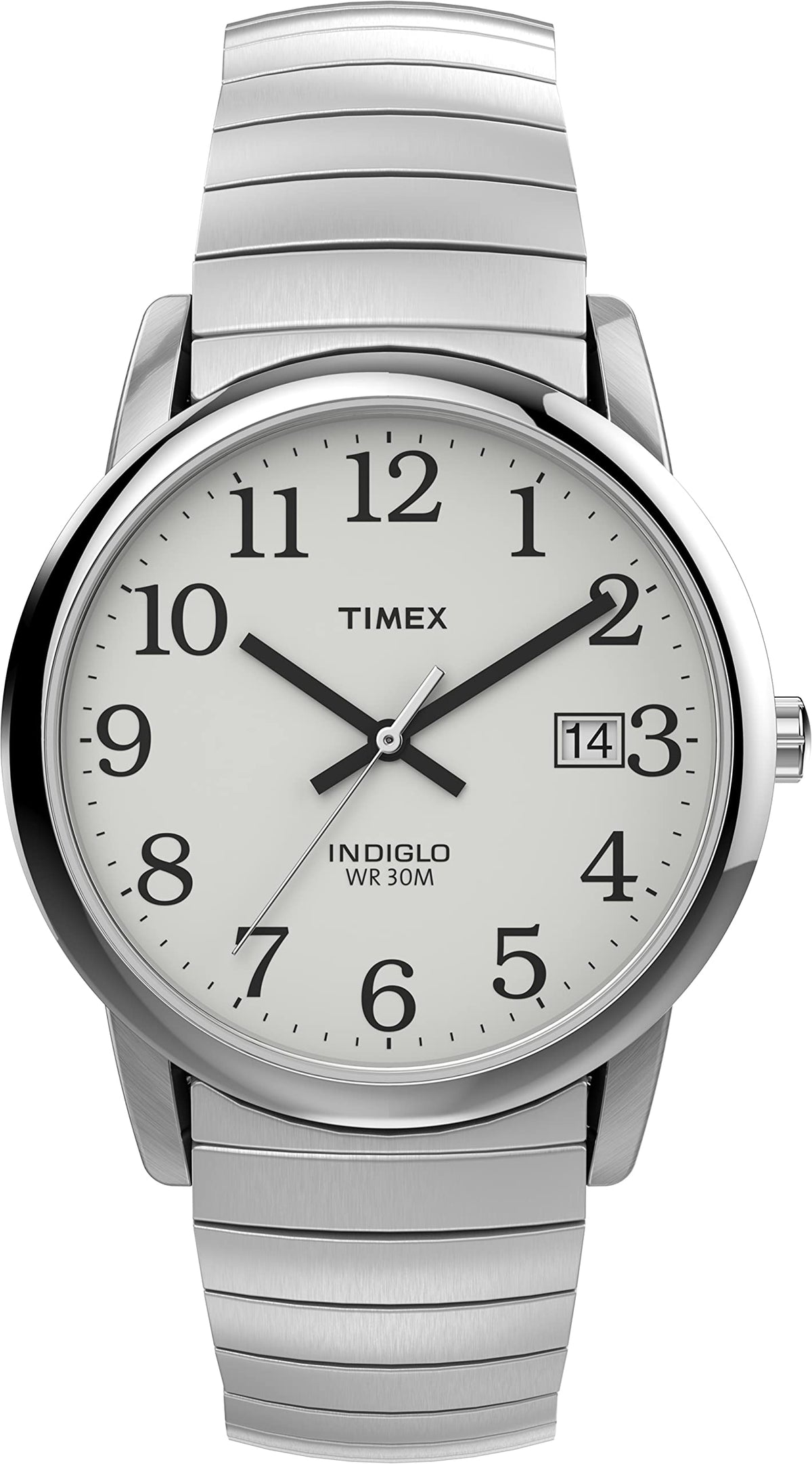 Timex Easy Reader Date Expansion Band Watch - Stainless Steel/Silver-Tone/White/D/35mm