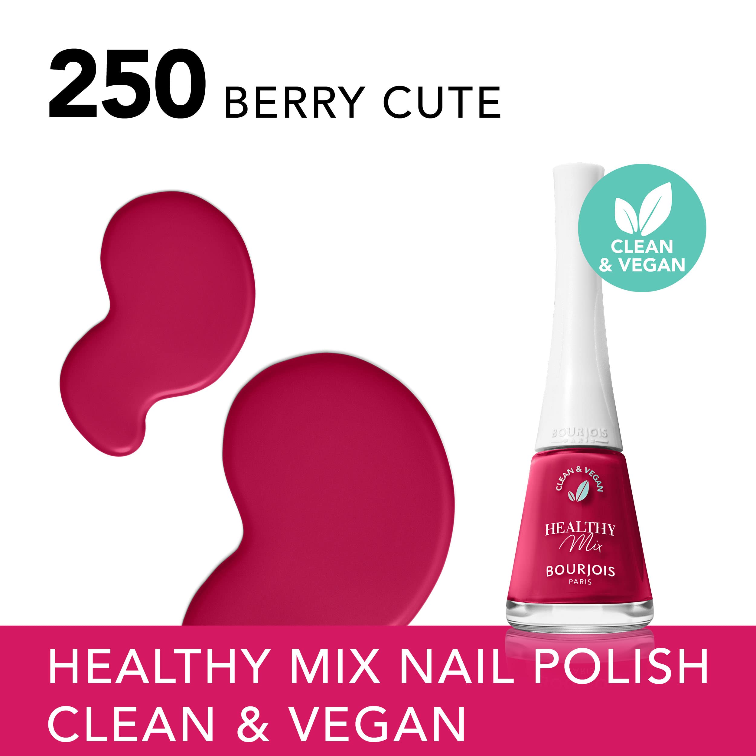 Bourjois Healthy Mix Vegan Nail Polish, 250 Berry Cute, 9 ml