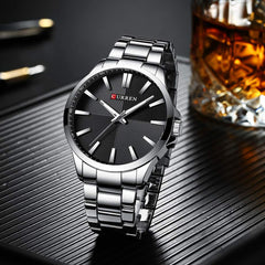 CURREN 8322 Man Watch Man Sport Watch Man Waterproof Outdoor Wristwatch Man Watch Man Quartz Watch Business Watch Male Watch for Men - Silver