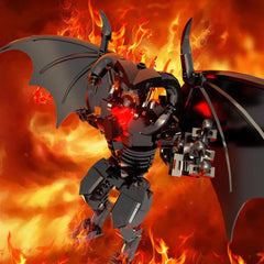 Figure Balrog Monster Building Block Set Balroged of Moria Bricks Demons Model Toys Gifts，Building Blocks Set, Bat Robot Figure with Wings and Lava Accessories
