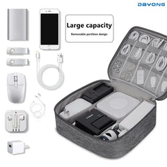 DAYONG Cable Organizer Bag, Electronic Accessories Bag, Portable Digital Storage Bag, Travel Gadgets Storage Case, Cable Organizer Bag Gadget Carry Bag for Hard Drives, Cables, Power, USB(Grey)
