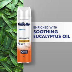 Gillette Sensitive Shave Gel, Deep Comfort | 0% Paraben | 195 grams, White