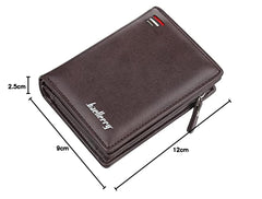 Baellerry short travel wallet Vintage mini bifold wallet zipper card holders coin purse leather wallet.(Coffee)