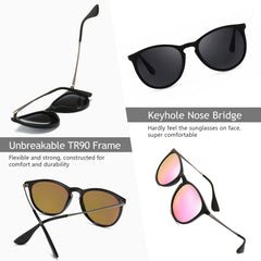 SUNGAIT Vintage Round Sunglasses for Women Men Classic Retro Designer Style