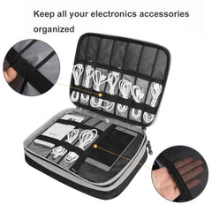 Double Layers Large Capacity Travel Electronic Accessories Organizer Bag, 2 Front Pockets Travel Gadget Carry Case, Perfect Size Fit for iPad,iPhone,Cables,Power Bank,Tablet(10.2’’)-Black