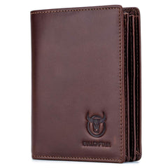 Bullcaptain Large Capacity Genuine Leather Bifold Wallet/Credit Card Holder for Men with 15 Card Slots QB-027 (Brown)
