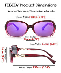 FEISEDY Women Polarized Sunglasses 100% UV400 Vintage Square Sun Glasses Outdoor Driving Fashion Shades for Women B2526