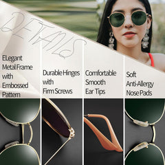 Joopin Polarized Semi Rimless Sunglasses Men Women, Classic Half Frame Sun Glasses UV400 Protection