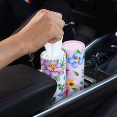 Winoo Design Car Tissues Holder with Facial Tissues - 4 PK - Travel Tissue Tubes for Car Box Container Perfect Fit for Car Cup Holder Car Tissues Cylinder (Pink)