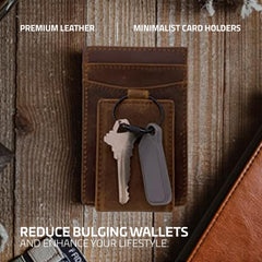 Fidelo Minimalist Wallet For Men - Slim Card Holder Wallet With a Powerful Magnetic Money Clip & RFID Blocking. This Pocket Clip Wallet is Made Out Of Full Grain Genuine Leather - Crazy Horse