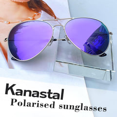 KANASTAL Polarized Sunglasses for Women and Men, Metal Frame Sun Glasses Retro Shades for Mens Driving Outdoor Military Style 100% UV400 Protection