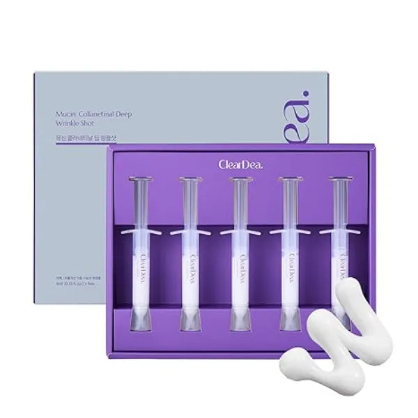 ClearDea Mucin Collanetinal Deep Wrinkle Shot for Face Ultra Fine Spicule Serum with Collagen & Retinal, Nourishing & Smoothing Formula, Lightweight & Fast Absorbing, Skincare Gift 4ml × 5