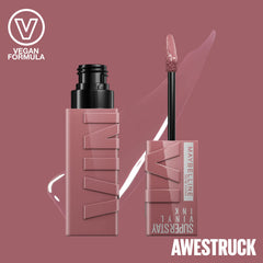 Maybelline New York Super Stay Vinyl Ink Nudes Longwear Transfer Proof Gloss Lipstick, Awestruck