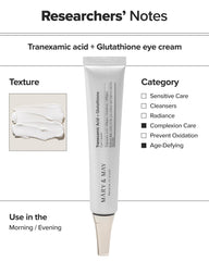 Mary&May Tranexamic Acid + Glutathione Eye Cream, Tranexamic Acid 1.05 Fl Oz / 30ml | Reduces Dark Cireles in the Eye, Improve Uneven Skin Tone | EWG Green